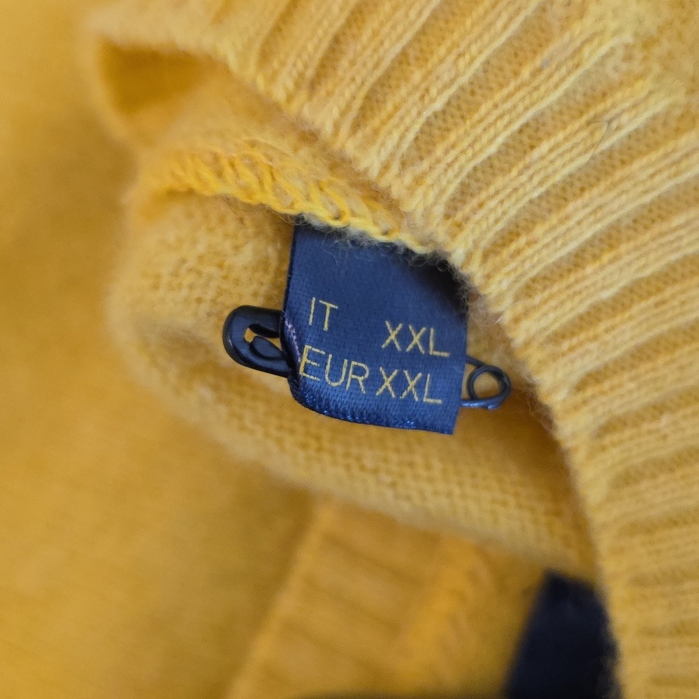 😍 Mens 100% Wool Sweater XXL Mustard Yellow Crewneck Warm Minimalist V bin - Picture 11 of 15